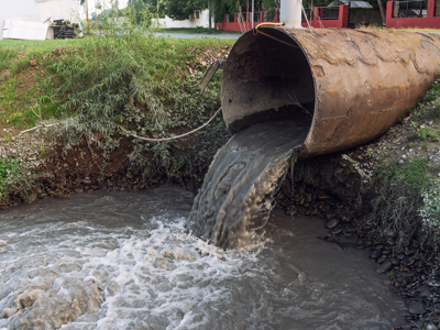 Dirty Sewage From The Pipe, Environmental Pollution Stock Photo (1)