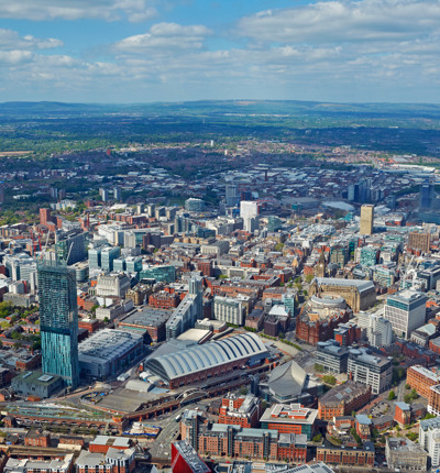 Aerial view of Manchester city