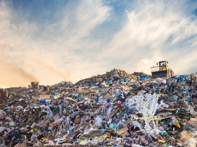 Rubbish Dump With Bulldozer