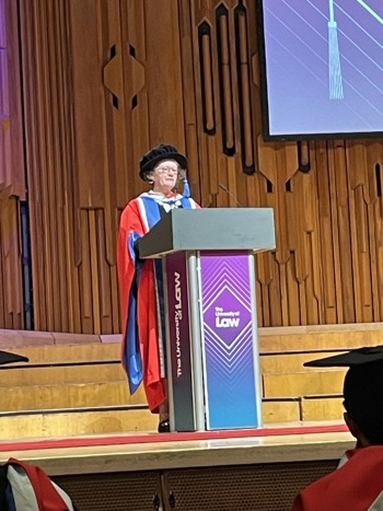 Frances Swaine receiving honorary doctorate