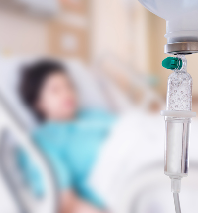 Blurred patient with drip